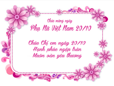 Tạo các thiệp chúc mừng ngày Phụ nữ Việt Nam 20/10