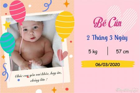 Khung ảnh kỷ niệm mẹ và bé dễ thương với bóng bay