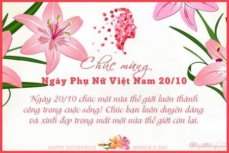 Viết lời chúc lên thiệp hoa ngày Phụ nữ Việt Nam 20/10