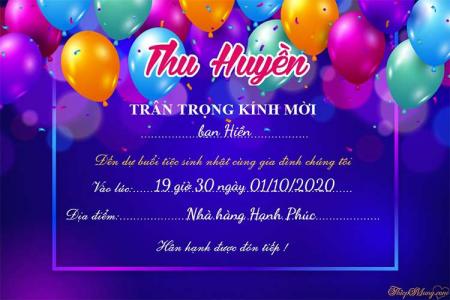 Tạo thiệp mời sinh nhật độc đáo với bóng bay