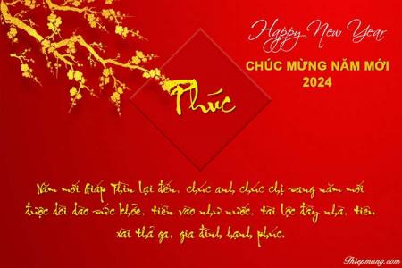 Tạo thiệp chúc mừng năm mới 2024 nền đỏ tuyệt đẹp