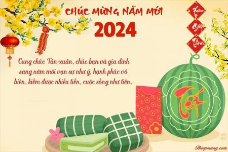 Thiệp chúc mừng năm mới 2024 đẹp đón Tết, chào Xuân