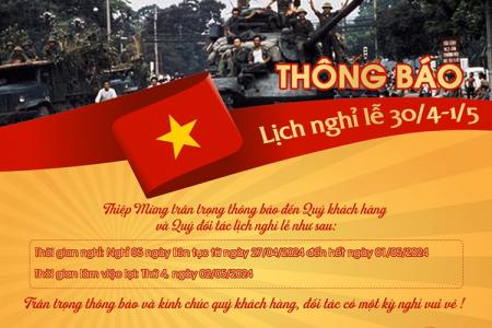 Thông báo nghỉ lễ 30/4 - 1/5 dành cho công ty