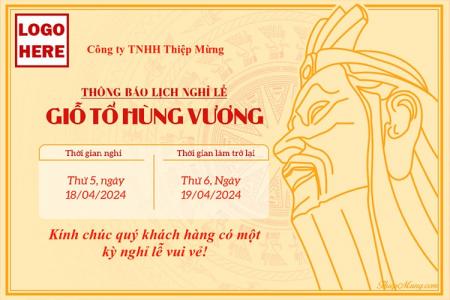 Tạo thông báo nghỉ lễ giỗ tổ Hùng Vương 10/03 có logo và tên công ty