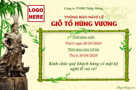 Thông báo nghỉ lễ giỗ tổ Hùng Vương 10/03 có Logo và tên công ty