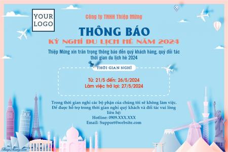 Mẫu thông báo lịch nghỉ du lịch hè cho doanh nghiệp