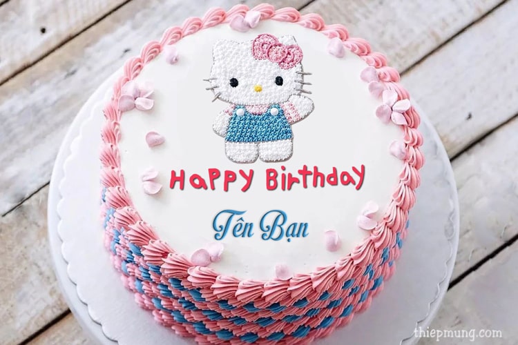 Viết tên lên bánh sinh nhật Hello Kitty cho bé