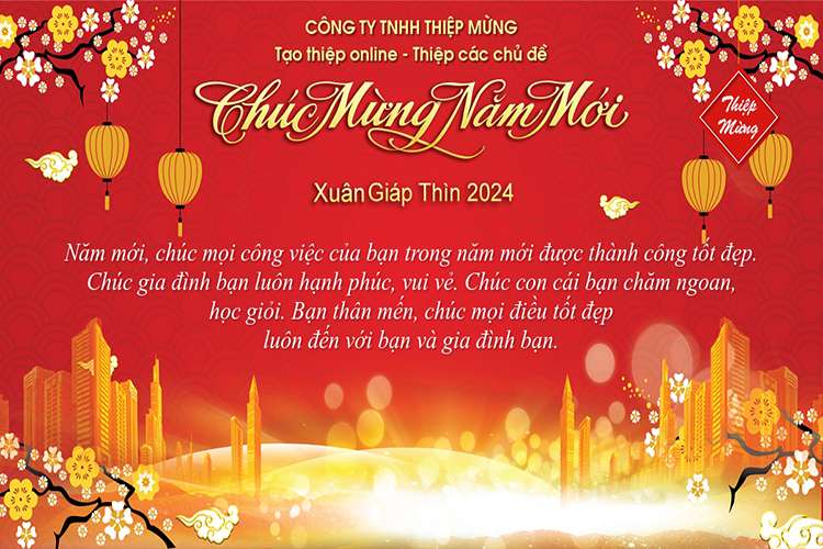 Hình ảnh chúc mừng năm mới 2024 cho công ty, doanh nghiệp nền đỏ