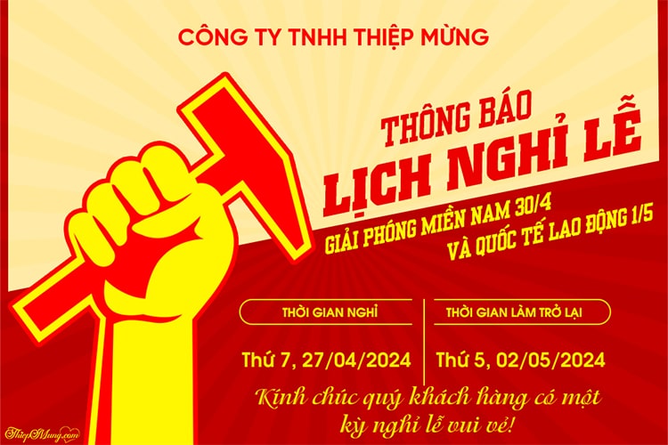 Thông báo lịch nghỉ lễ 30/4 và 1/5 online